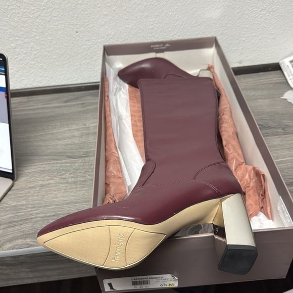 Franco Sarto Catherine Hight Shaft Faux Leather Burgundy Boots - Picture 3 of 4